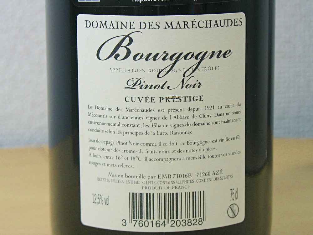 Domaine des Maréchaudes Bourgogne Pinot Noir Cuvée Prestige Vieilles Vignes